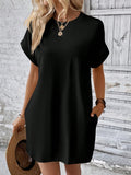 Round Neck Short Sleeve Mini Dress - Boutique Clothing