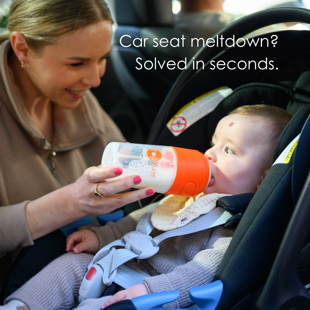 PopYum 9oz Anti-Colic Baby Bottle for Breast and Formula Feeding, 2-Pack, Blue, #2 Medium Flow Nipples