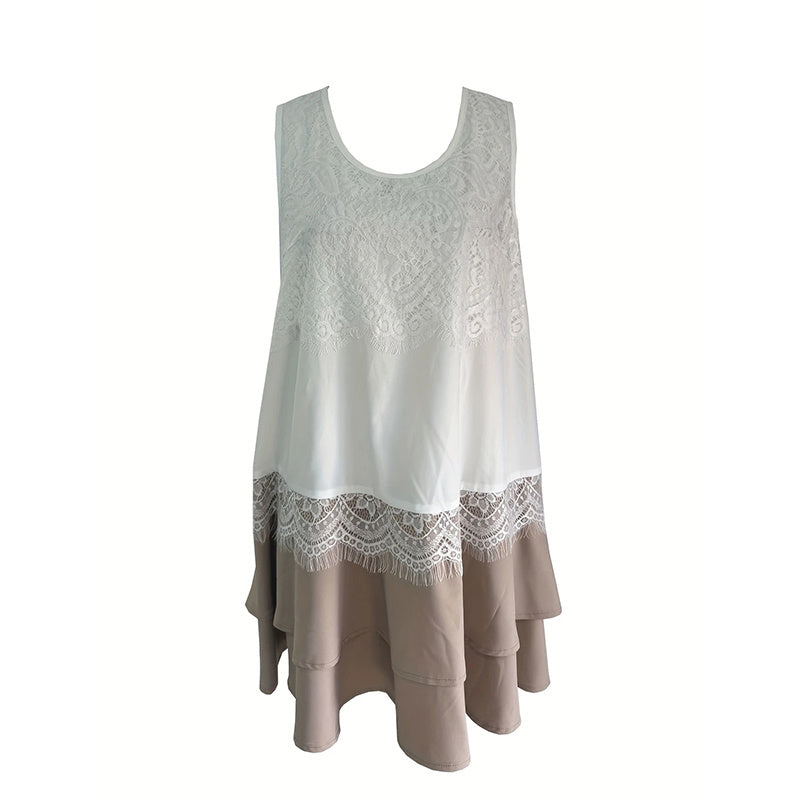 Sleeveless Lace Patchwork Sundress