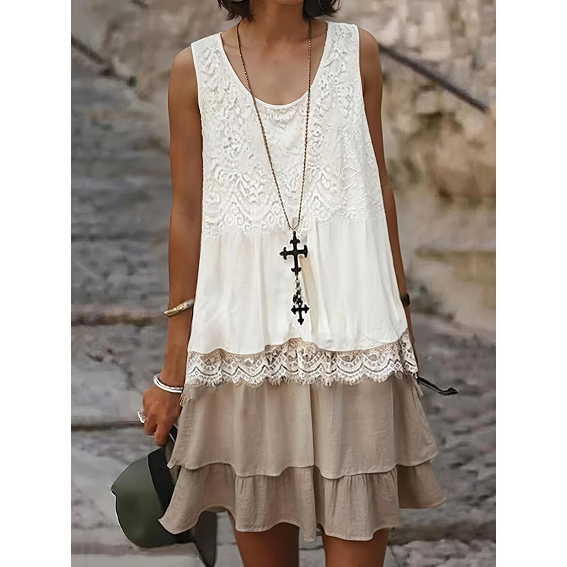 Sleeveless Lace Patchwork Sundress